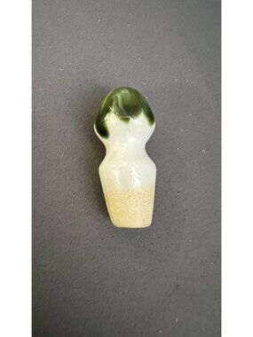 John B. Taylor Ceramic Green & Beige Glazed Bottle Stopper Tapered Handmade